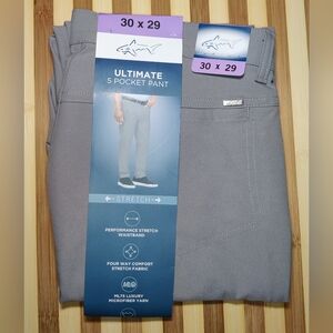 Greg Norman Men’s Ultimate 5 Pocket Stretch Pants, Gray, 30 x 29 NWT